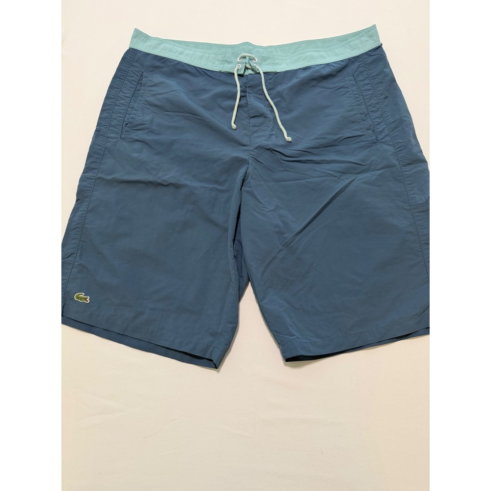 Lacoste Mens Swim Trunks Blue Seafoam Green Board Shorts Size 8 XL F4740